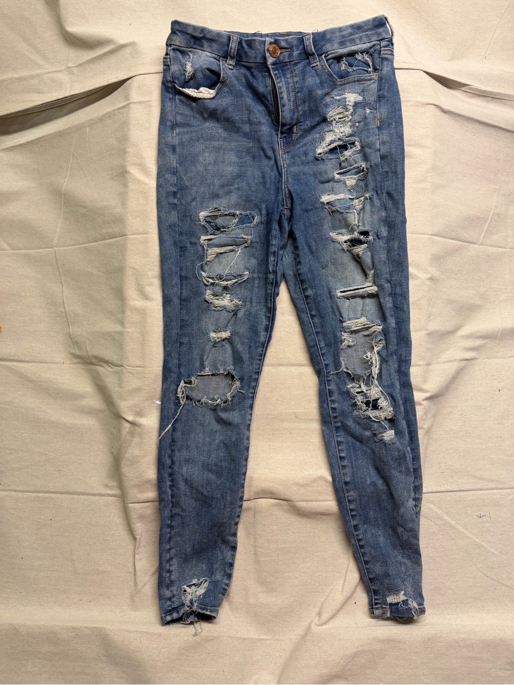 American Eagle Outfitters Ripped Skinny Jeans - Blue